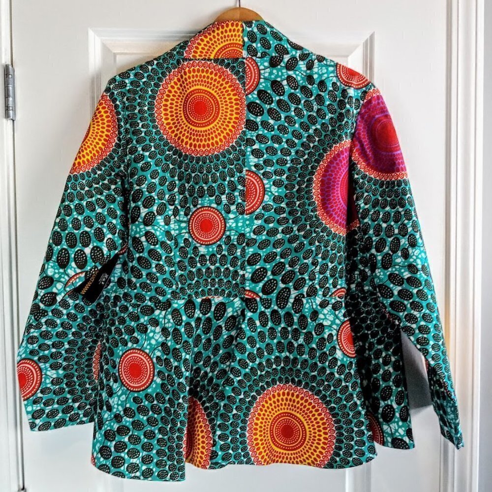 D'iyanu Multicolor African Print Cotton Peplum Wrap Jacket — image 3 of 6